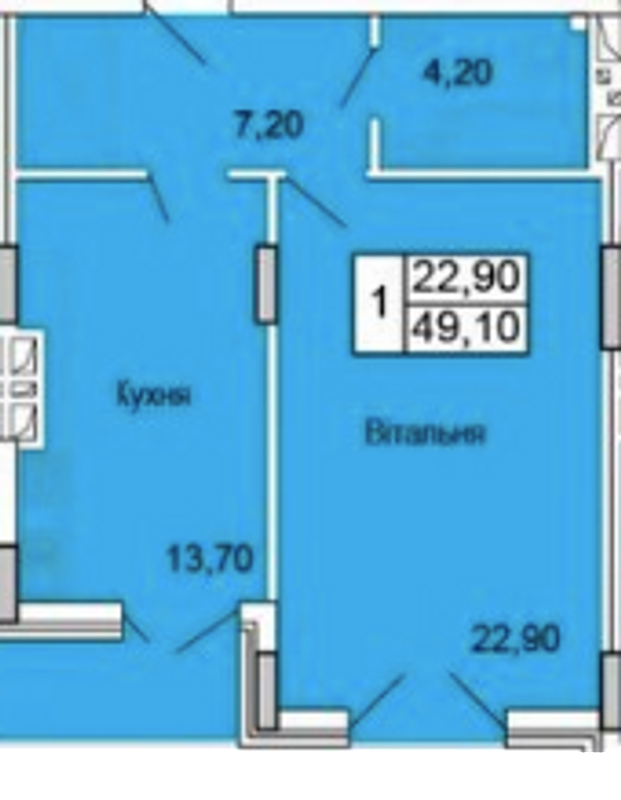 1-комнатная 49.1 м² в ЖК Парковый Бульвар от 13 500 грн/м², Хмельницкий