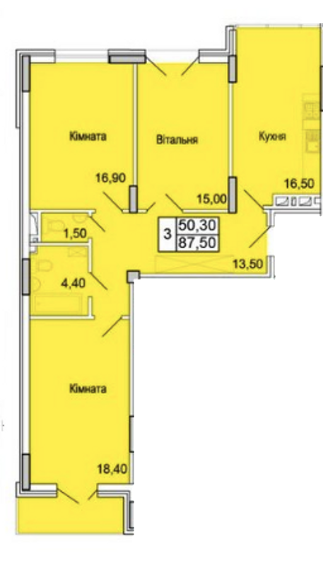 3-кімнатна 87.5 м² в ЖК Парковий Бульвар від 16 000 грн/м², Хмельницький