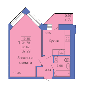 1-кімнатна 37.29 м² в ЖК на пл. Павленківська, 3В від 17 000 грн/м², Полтава