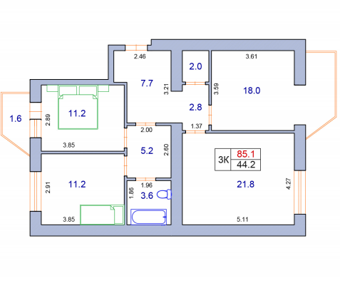 3-комнатная 85.1 м² в ЖК Фонтан от 33 950 грн/м², Хмельницкий