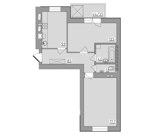 2-кімнатна 58.9 м² в ЖК Корольова від 16 800 грн/м², Рівне