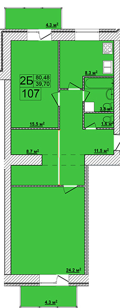 2-комнатная 80.48 м² в ЖК Turkish City от 22 000 грн/м², Винница