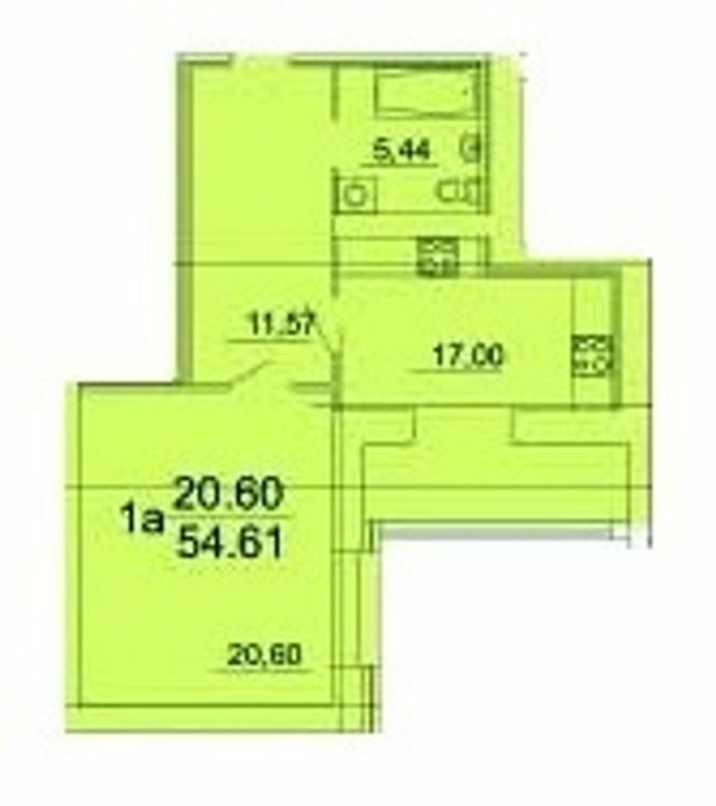 1-комнатная 54.61 м² в ЖК Резиденция от 14 700 грн/м², Винница