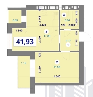 1-комнатная 41.93 м² в ЖК Галицкий 2 от 13 500 грн/м², Ивано-Франковск