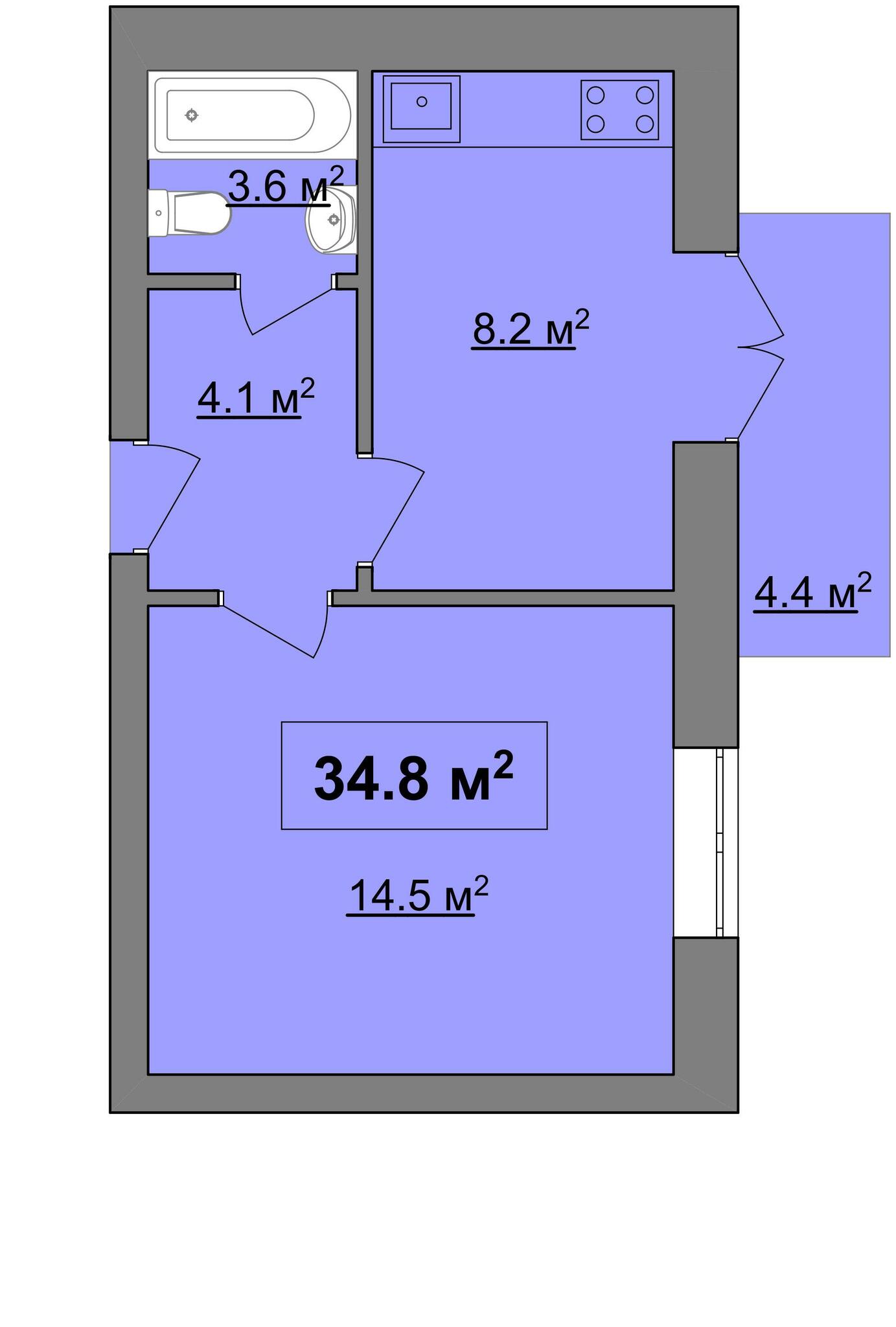 1-комнатная 34.8 м² в ЖК Квартал Карпатский от 10 450 грн/м², Ивано-Франковск