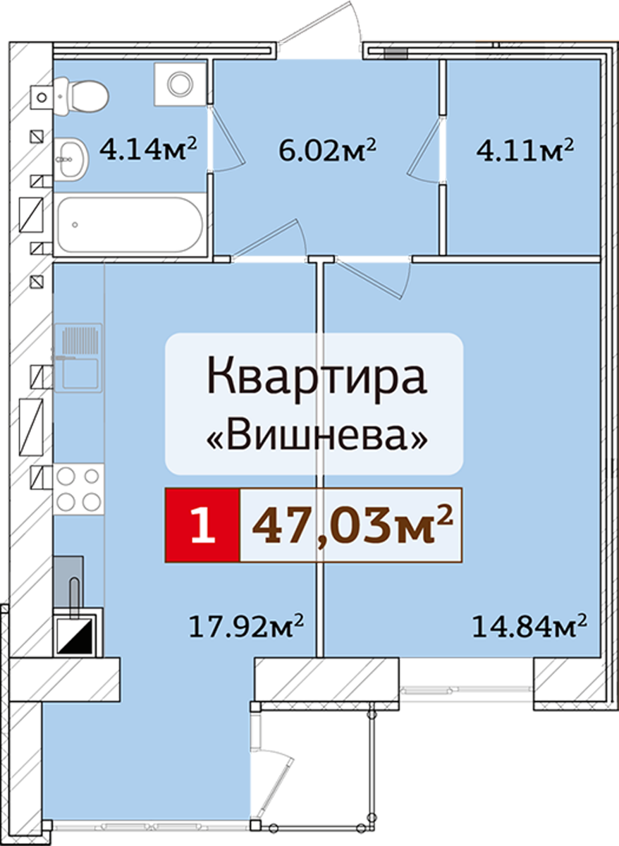 1-кімнатна 47.03 м² в ЖК Полісся 2 від 13 000 грн/м², Житомир