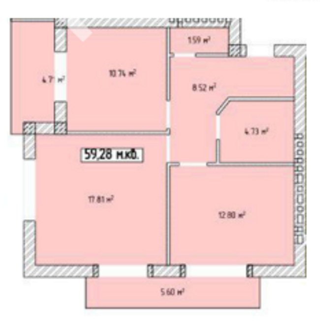 2-комнатная 59.28 м² в ЖК Паннония от 28 900 грн/м², Ужгород