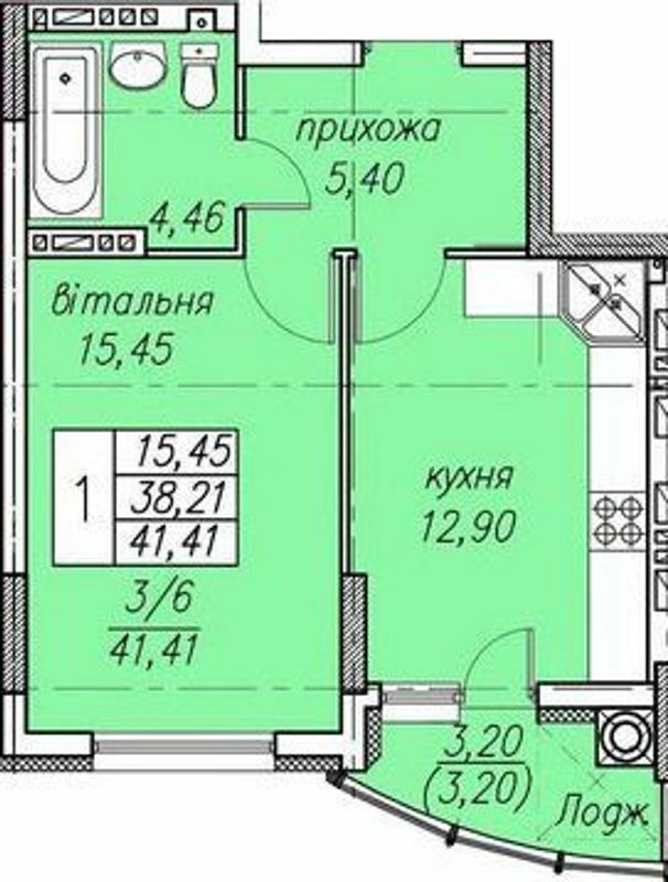 1-кімнатна 41.41 м² в ЖК Панорама від 20 000 грн/м², Тернопіль