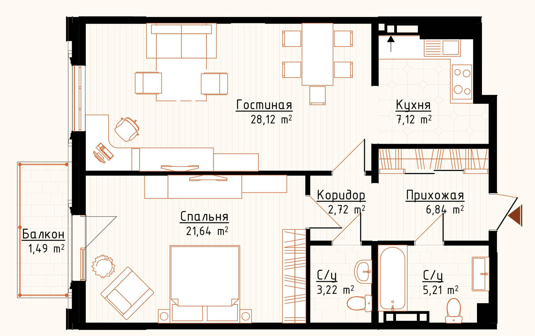 2-комнатная 76.36 м² в ЖК Новая Англия от 23 500 грн/м², Киев