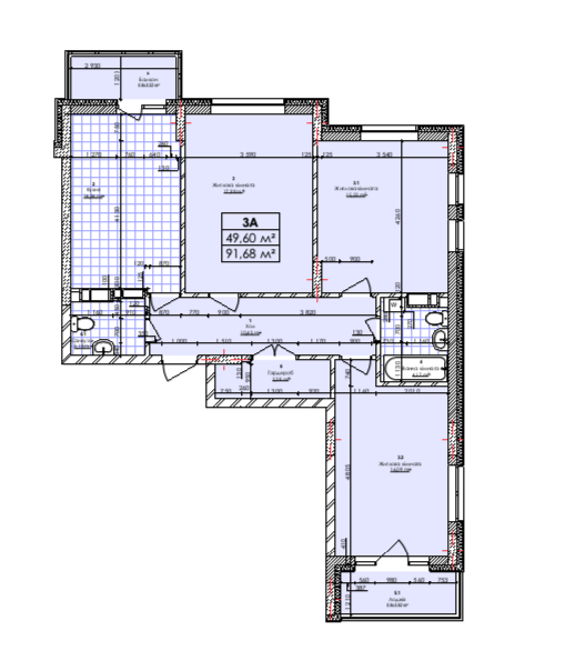 3-кімнатна 91.68 м² в ЖК Бережанський від 23 000 грн/м², Київ