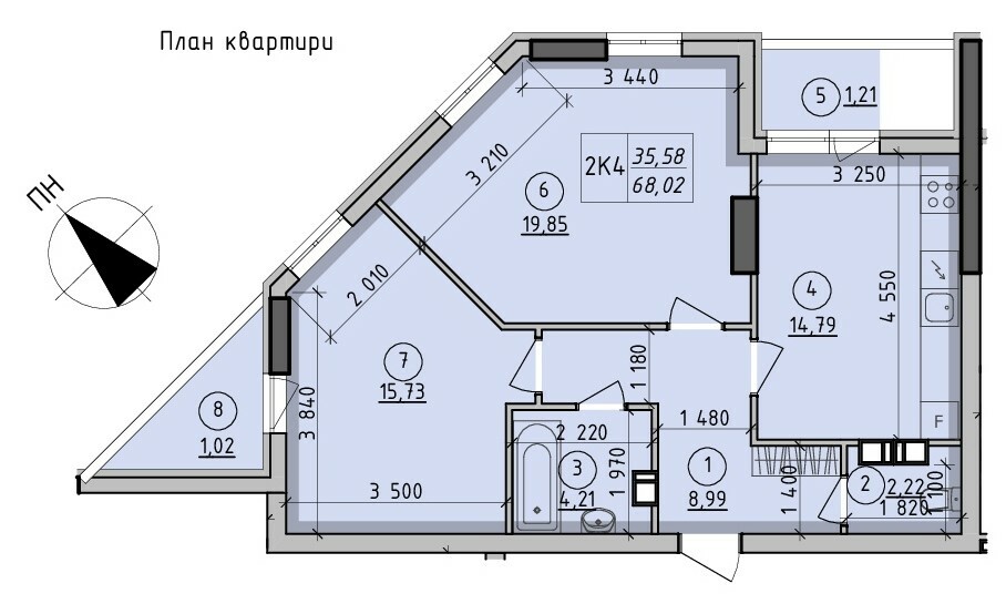 2-комнатная 68.02 м² в ЖК Борисо-Глебский от 15 650 грн/м², г. Вышгород