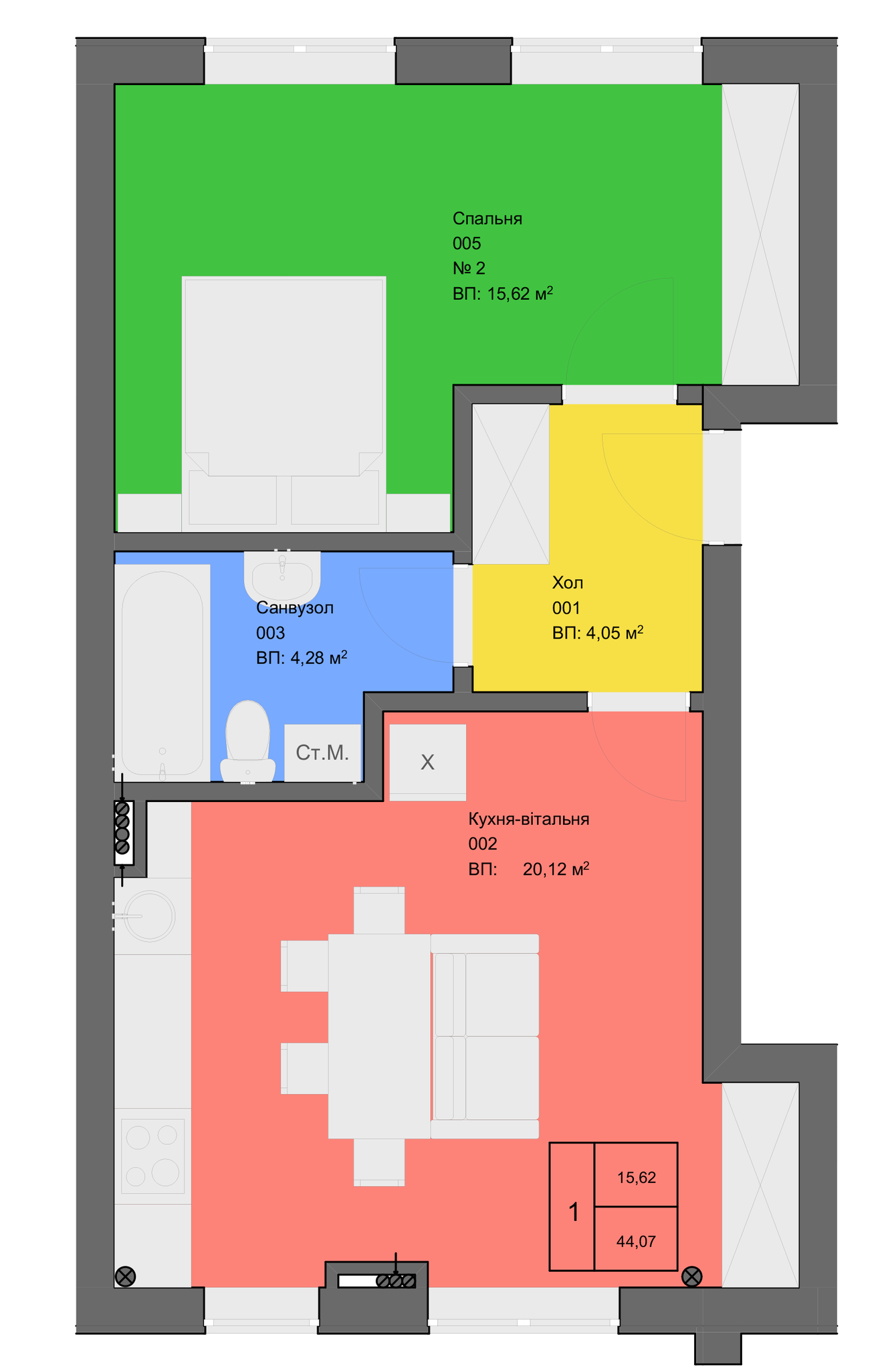 Таунхаус 44.4 м² в Таунхаусы Townhouseclub от 15 203 грн/м², с. Софиевская Борщаговка