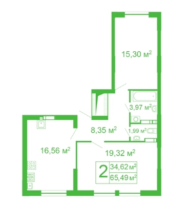 2-кімнатна 65.49 м² в ЖК Щасливий на Яблуневій від 16 800 грн/м², с. Софіївська Борщагівка