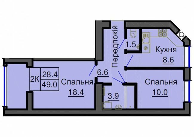 2-кімнатна 49 м² в ЖК Софія Резіденс від 19 100 грн/м², с. Софіївська Борщагівка