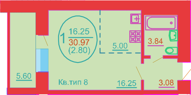 1-кімнатна 30.97 м² в ЖК Софія Київська від 16 000 грн/м², с. Софіївська Борщагівка