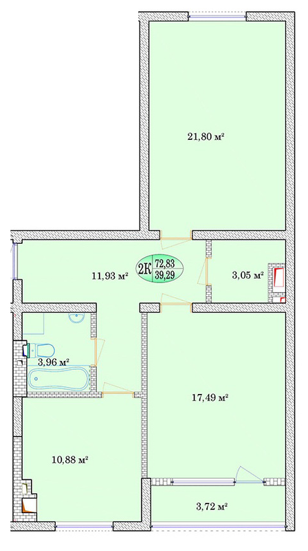 2-комнатная 72.83 м² в ЖК Добробут Петровский от 15 300 грн/м², с. Святопетровское