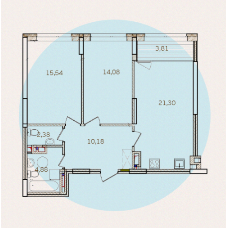 2-комнатная 72.17 м² в ЖК Варшавский Микрорайон от 19 600 грн/м², Киев