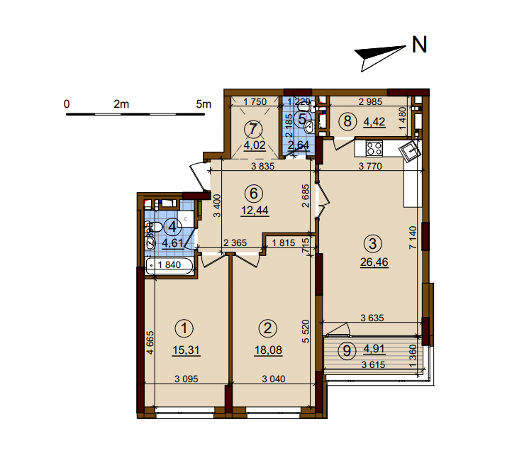 2-комнатная 91.91 м² в ЖК Варшавский Микрорайон от застройщика, Киев