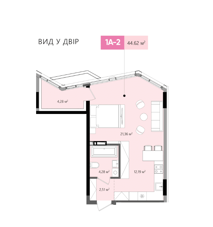 1-комнатная 44.62 м² в ЖК Lucky Land от 44 354 грн/м², Киев