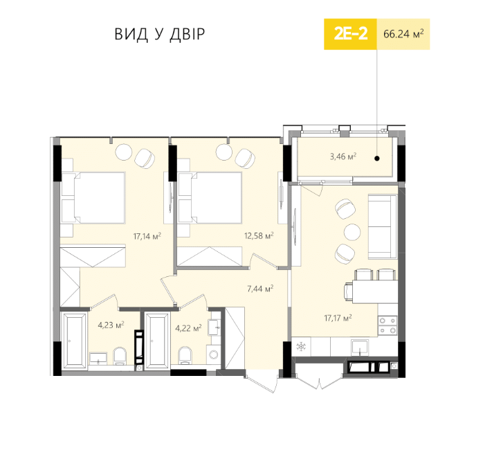 2-кімнатна 66.95 м² в ЖК Lucky Land від 41 446 грн/м², Київ