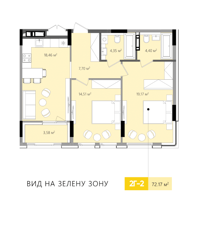 2-кімнатна 72.17 м² в ЖК Lucky Land від 39 459 грн/м², Київ