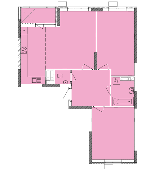 2-комнатная 83.61 м² в ЖК Яскравый от 22 598 грн/м², Киев