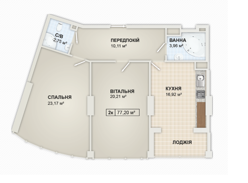 2-комнатная 77.2 м² в ЖК LYSTOPAD от 15 800 грн/м², Ивано-Франковск