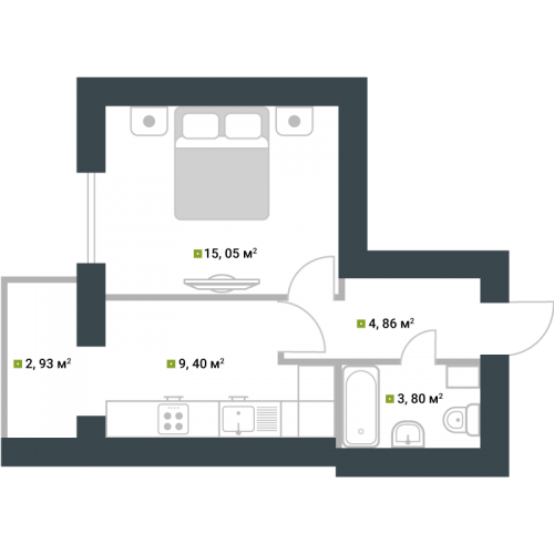 1-кімнатна 36.04 м² в ЖК Idilika від 21 850 грн/м², м. Буча