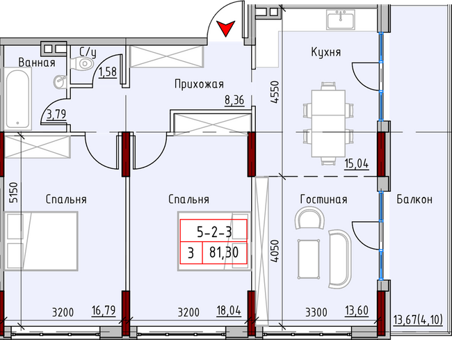 3-комнатная 81.3 м² в ЖК MARINIST residence от 33 900 грн/м², Одесса