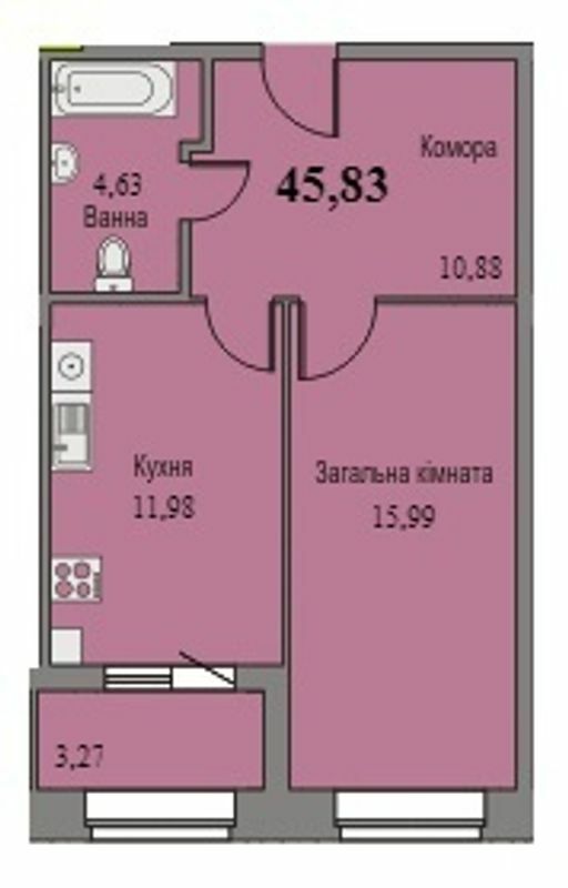 1-комнатная 45.83 м² в ЖК Парковый от 11 500 грн/м², г. Ромны