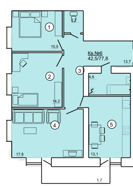 3-кімнатна 77.8 м² в ЖК на вул. Данила Апостола, 19 від 13 500 грн/м², м. Миргород