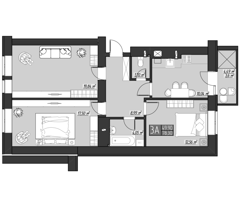 3-комнатная 78.3 м² в ЖК Bridge Town от 17 750 грн/м², Ровно