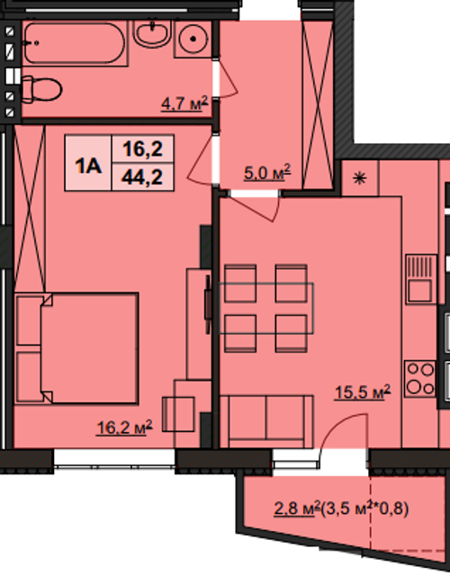 1-комнатная 44.2 м² в ЖК Варшавський от 15 650 грн/м², г. Сарны