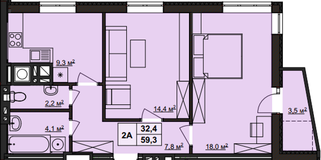 2-кімнатна 59.3 м² в ЖК Варшавський від 14 900 грн/м², м. Сарни