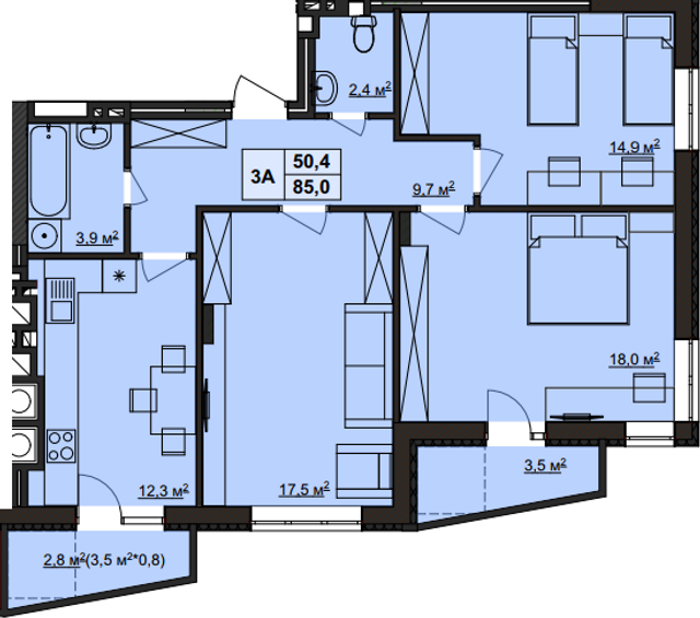 3-комнатная 85 м² в ЖК Варшавський от 13 000 грн/м², г. Сарны