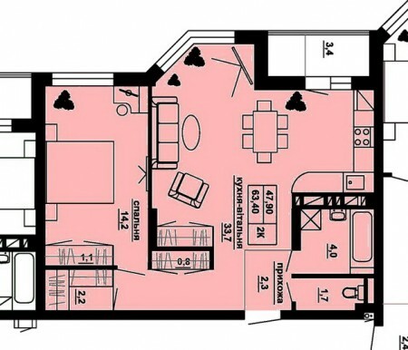 2-кімнатна 63.4 м² в ЖК Manhattan від 19 100 грн/м², Тернопіль