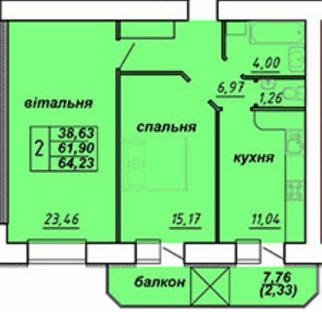 2-кімнатна 78 м² в ЖК Оград від 12 500 грн/м², Тернопіль