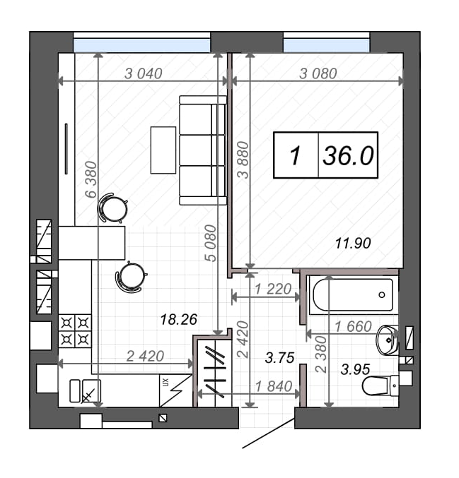 1-кімнатна 36 м² в ЖК Нові Метри Club від 21 500 грн/м², м. Ірпінь