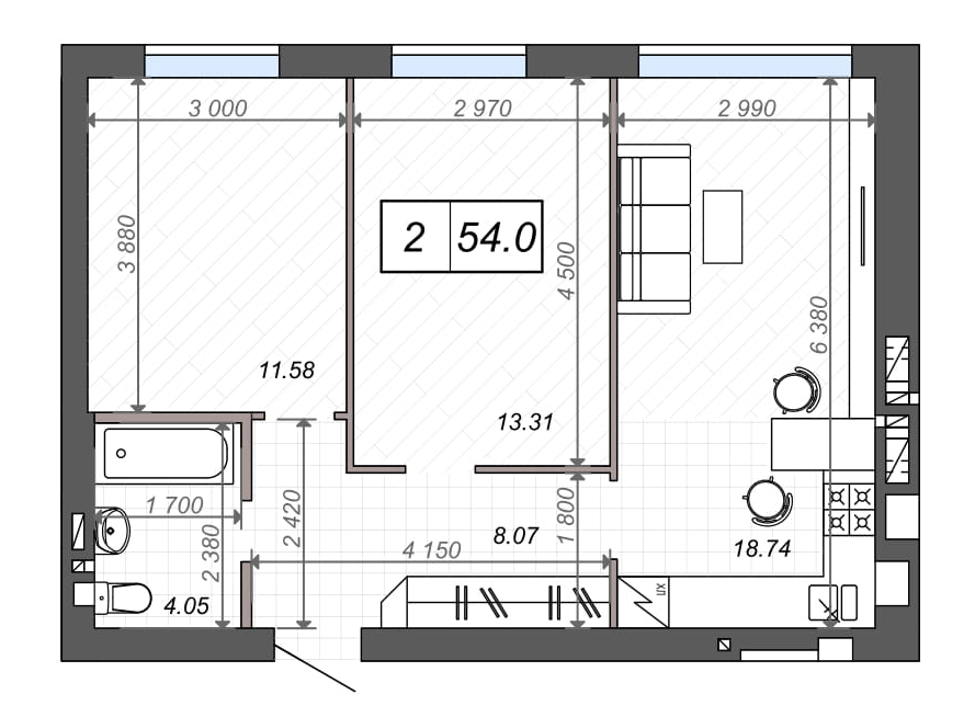 2-кімнатна 54 м² в ЖК Нові Метри Club від 20 000 грн/м², м. Ірпінь