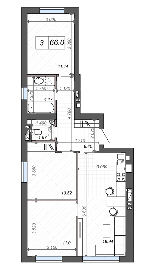 3-кімнатна 66 м² в ЖК Нові Метри Club від 21 500 грн/м², м. Ірпінь