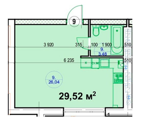 1-комнатная 29.52 м² в ЖК G-51 от 19 000 грн/м², г. Ирпень