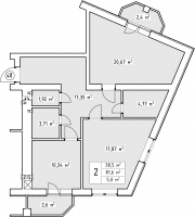 2-комнатная 81.6 м² в ЖК Волошковый от 23 900 грн/м², с. Софиевская Борщаговка