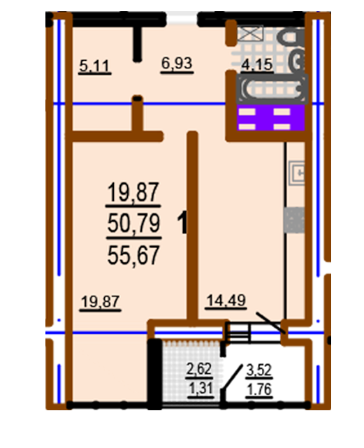 1-комнатная 55.67 м² в ЖК Шекспира от 17 800 грн/м², Харьков