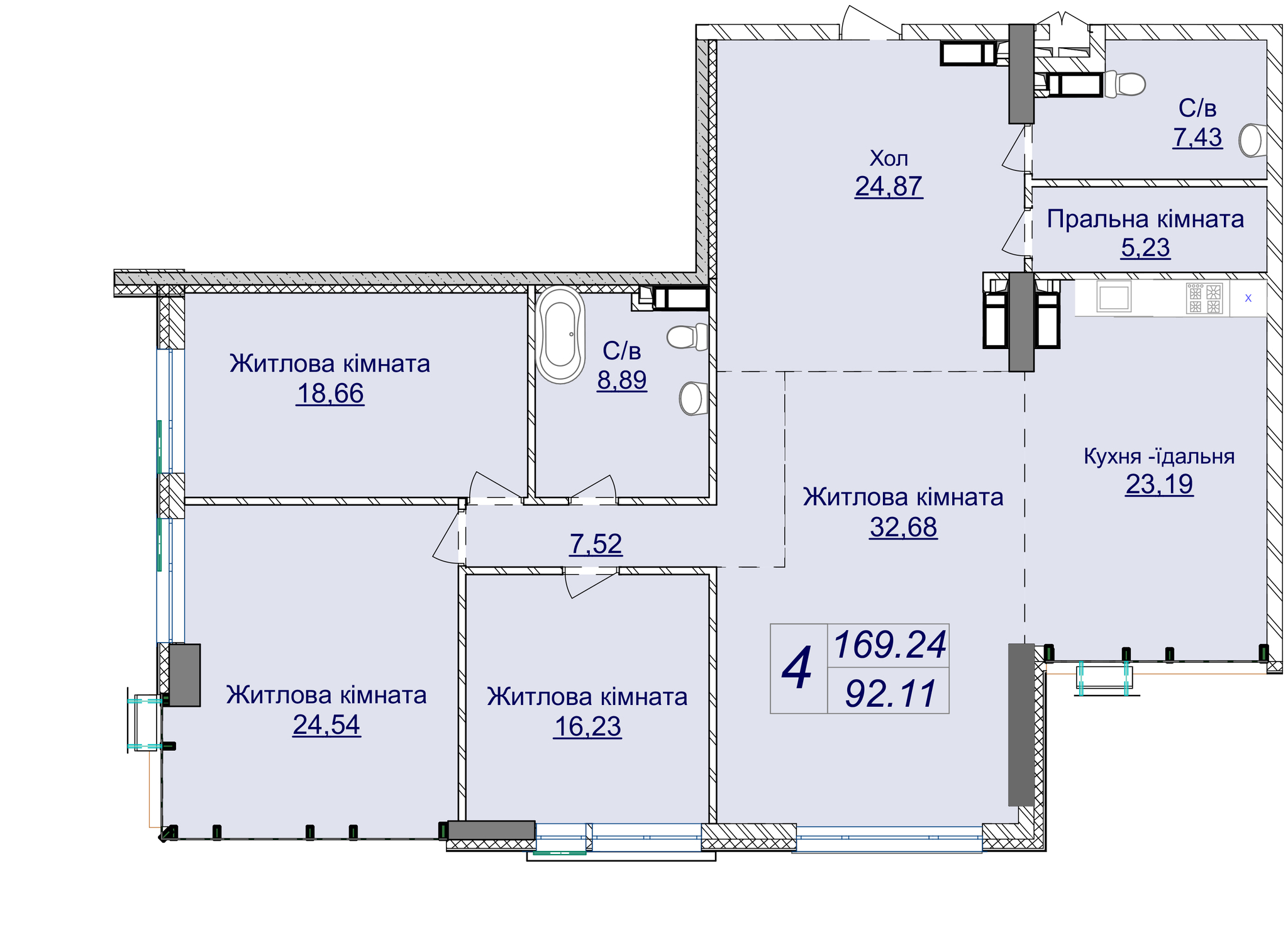 4-кімнатна 169.24 м² в ЖК Новопечерські Липки від 67 200 грн/м², Київ