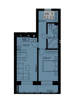 1-кімнатна 52.33 м² в КБ Новооскольський від забудовника, м. Ірпінь