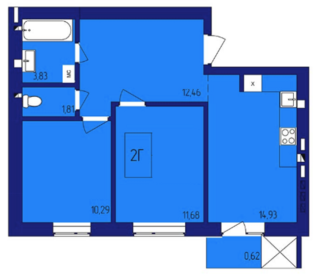 2-комнатная 54.45 м² в ЖК Варшавський от застройщика, г. Нетешин