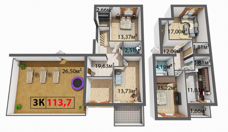 Двухуровневая 113.7 м² в ЖК Галицкая Академия от 11 000 грн/м², Ивано-Франковск