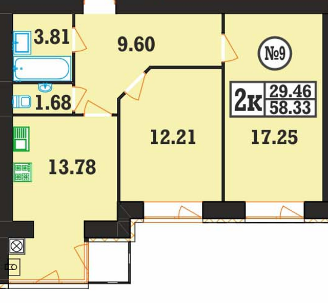 2-комнатная 58.33 м² в ЖК на ул. Панаса Мирного, 24 от 13 700 грн/м², Хмельницкий