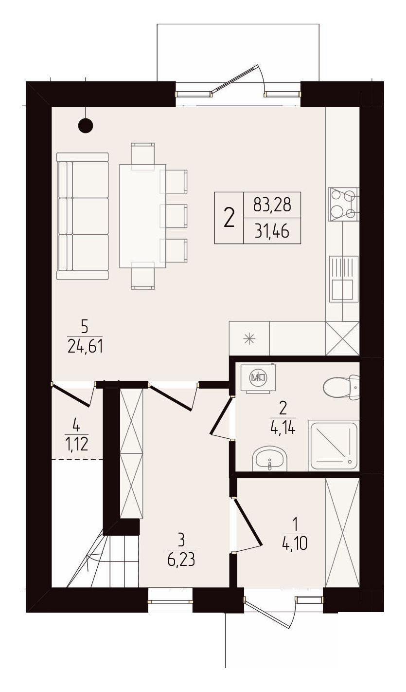 Таунхаус 83 м² в КГ Eurovillage от застройщика, Хмельницкий