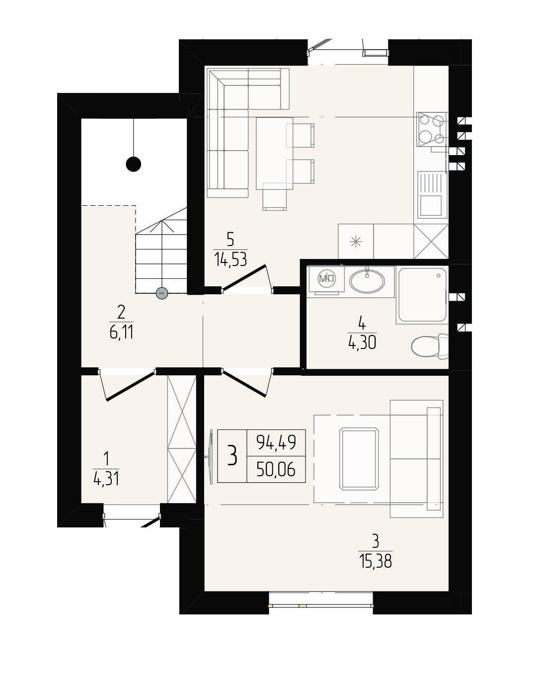 Таунхаус 95 м² в КГ Eurovillage от застройщика, Хмельницкий